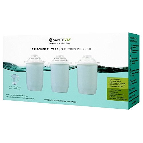 Santevia Water Filter Pitcher Replacement Filters, 3-Pack, Compatible with Santevia Classic Pitchers Only, Alkaline, Adds Back Minerals - Image 4