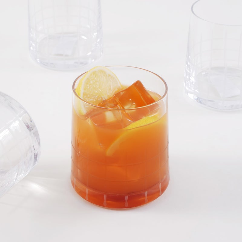 La Mesa 4 Pcs Tumbler Glass Set, Clear With Cutting Line 8*8*8.5 Cm - Image 1