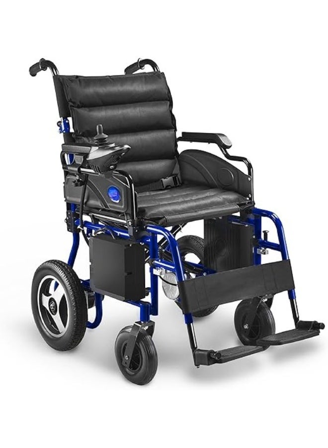 Folding Electric Wheelchair with Removable Footrest Foldable Armrests Safety Belt Rechargeable Battery for Indoor and Outdoor Mobility - Image 1