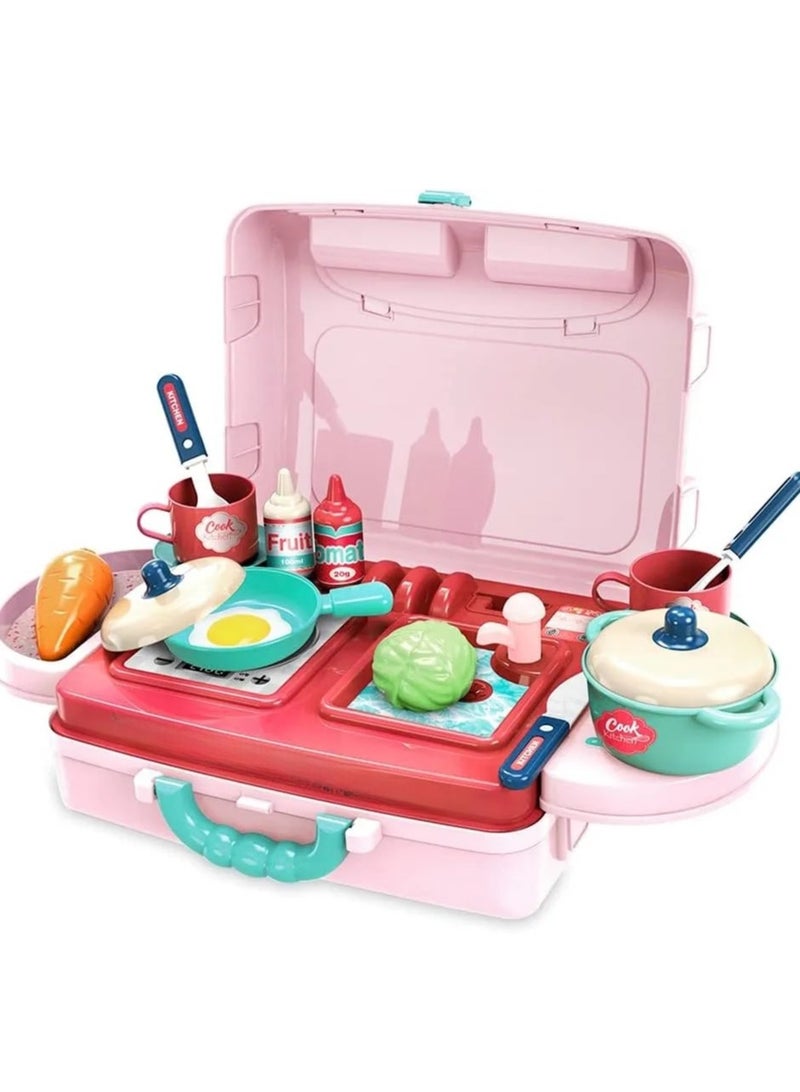 CALL PLAY Kids Kitchen Playset, Indoor/Outdoor Kitchenette, Interactive Play , Made of Durable Plastic, Includes 28 Piece Toy Accessories, For Toddlers 3+ Years Old - Image 3