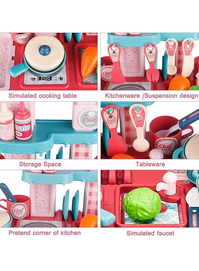 CALL PLAY Kids Kitchen Playset, Indoor/Outdoor Kitchenette, Interactive Play , Made of Durable Plastic, Includes 28 Piece Toy Accessories, For Toddlers 3+ Years Old - Image 2