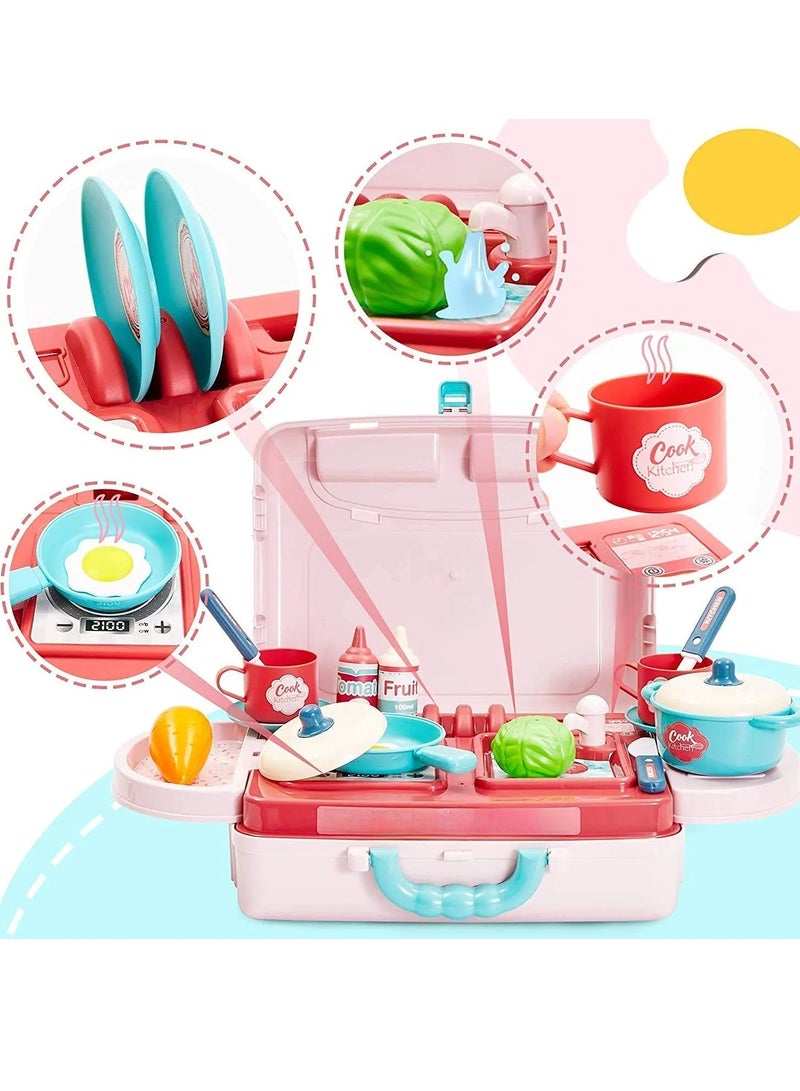 CALL PLAY Kids Kitchen Playset, Indoor/Outdoor Kitchenette, Interactive Play , Made of Durable Plastic, Includes 28 Piece Toy Accessories, For Toddlers 3+ Years Old - Image 4