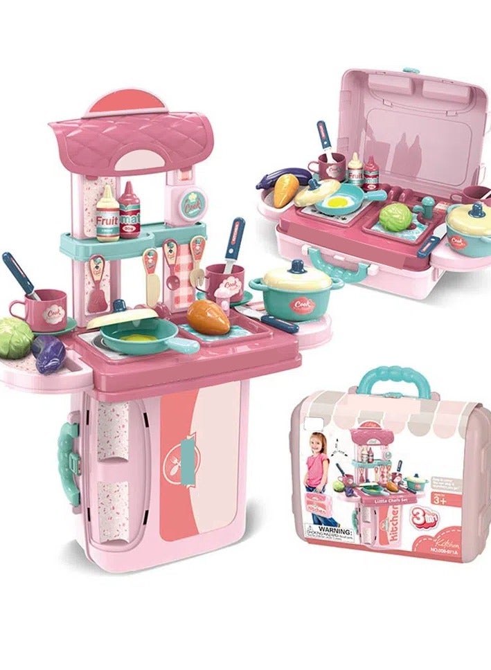 CALL PLAY Kids Kitchen Playset, Indoor/Outdoor Kitchenette, Interactive Play , Made of Durable Plastic, Includes 28 Piece Toy Accessories, For Toddlers 3+ Years Old - Image 1