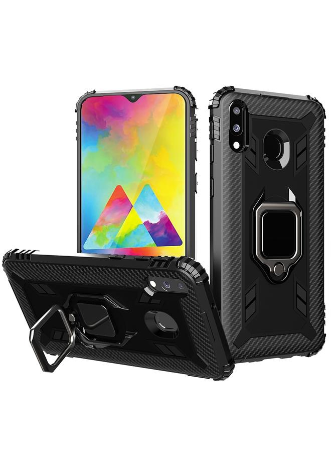 S-TOP Case For Samsung Galaxy A20 / A30 / M10S Carbon Fiber Protective Case with 360 Degree Rotating Ring Holder - Image 1