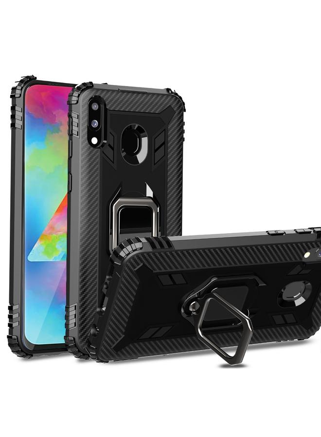 S-TOP Case For Samsung Galaxy A20 / A30 / M10S Carbon Fiber Protective Case with 360 Degree Rotating Ring Holder - Image 2