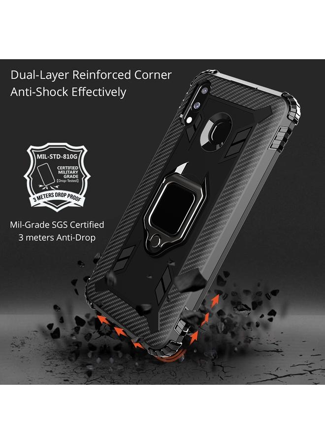 S-TOP Case For Samsung Galaxy A20 / A30 / M10S Carbon Fiber Protective Case with 360 Degree Rotating Ring Holder - Image 4