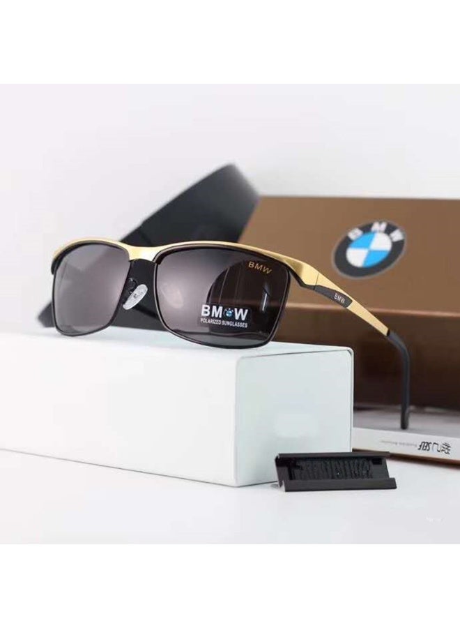 BMW New Men's Sport Polarized Glasses,Cycling Sunglasses, Black Frame Black Gold - Image 1