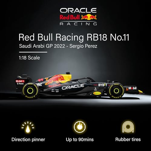 Voltz Toys سيارة التحكم عن بعد فولتز تويز المرخصة الأصلية 1:18 ريد بُل RB18 - مجموعة سيارات F1 للأطفال والبالغين - سيارة RC بتردد 2.4GHz كهدية (1:18 ريد بُل RB18 (رقم 11)) - Image 2