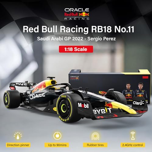 Voltz Toys سيارة التحكم عن بعد فولتز تويز المرخصة الأصلية 1:18 ريد بُل RB18 - مجموعة سيارات F1 للأطفال والبالغين - سيارة RC بتردد 2.4GHz كهدية (1:18 ريد بُل RB18 (رقم 11)) - Image 3
