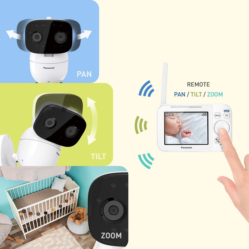 Panasonic Baby Monitor with Camera and Audio 35 Color Video Extra Long Range Secure Connection 2Way Talk Soothing Sounds Remote Pan Tilt Zoom  1 Camera  KXHN4101W White - Image 3