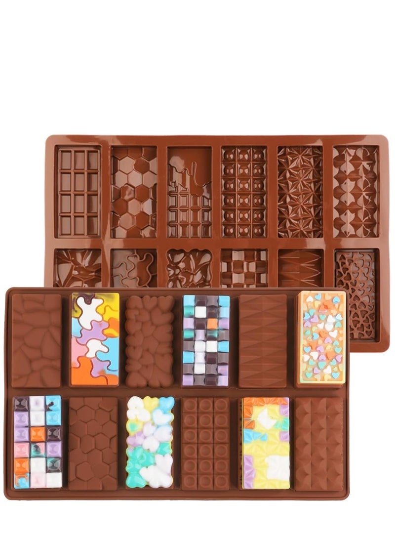  سي تي زد قالب سيليكون كبير بــ 12 تصميم لألواح الشوكولاتة | قالب شوكولاتة فني وغير لاصق لصنع الحلوى والصابون والريزن - Image 1