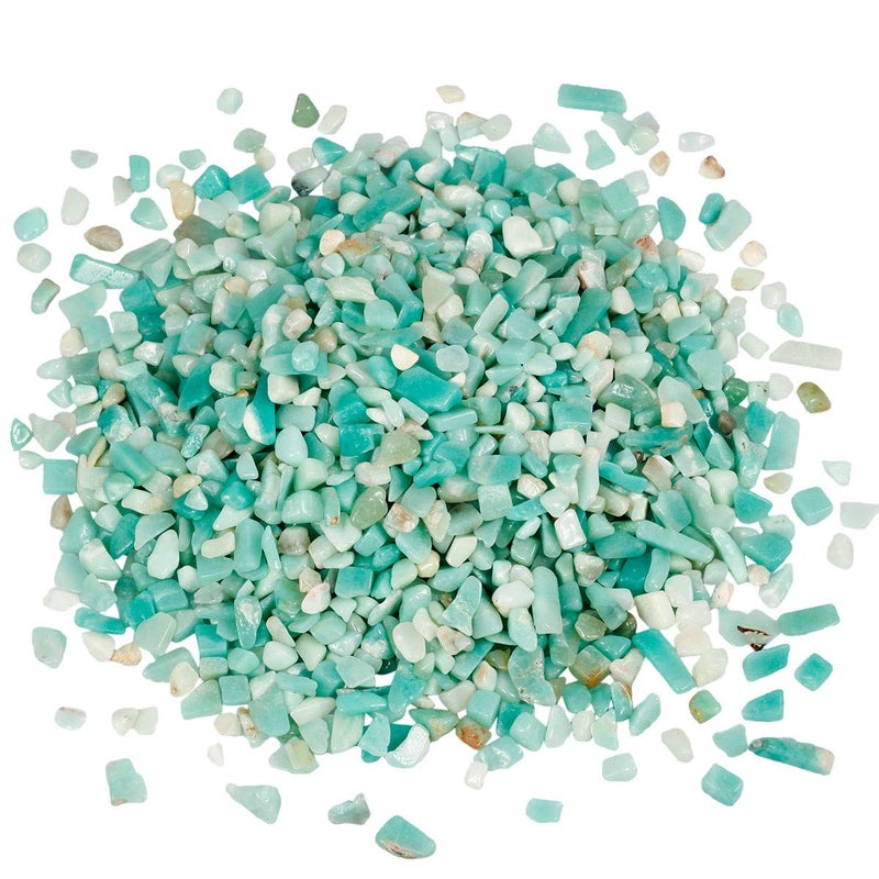 mookaitedecor 1 Pound Amazonite Tumbled Chip Stones Crushed Tumblestone Crystals Healing Home Decoration