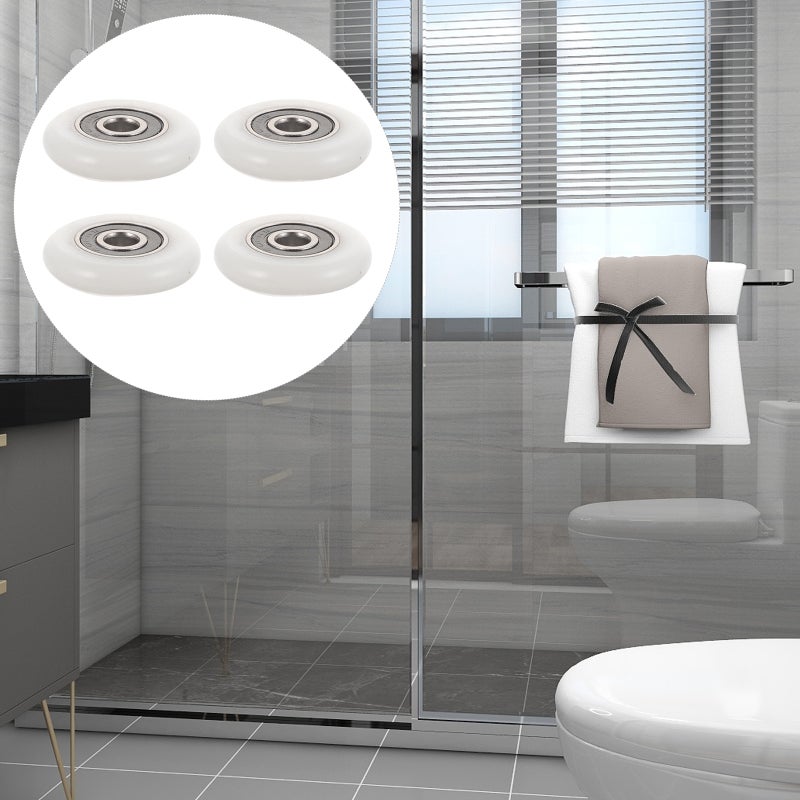 4pcs Shower Door Rollers Bathroom Glass Door Runners Small Sliding Glass Door Pulley Replacement - Image 1