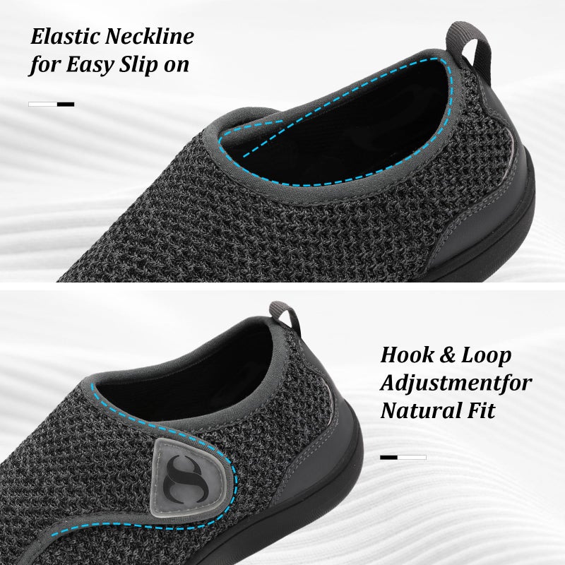 Scurtain Womens Walking Shoes Wide Toe Barefoot Bunion Relief Shoe Comfortable Pregnancy Maternity Hospital Nurse Shoes for Women Non Slip Breathable Summer House Slippers Grey Size 8.5 - Image 3