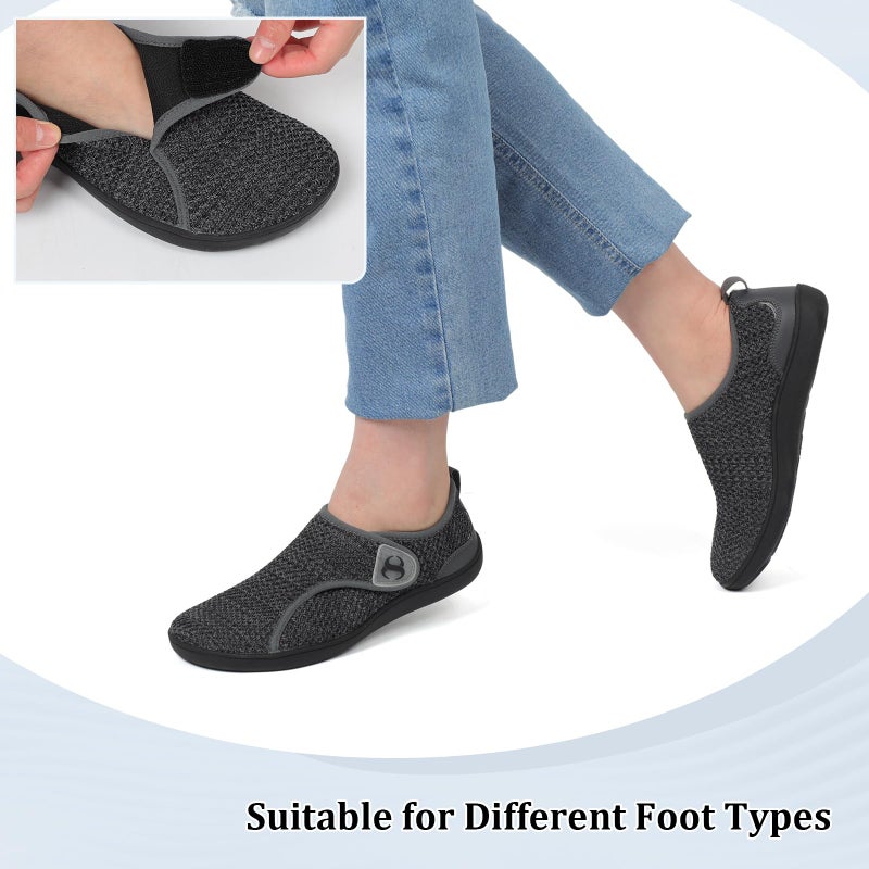 Scurtain Womens Walking Shoes Wide Toe Barefoot Bunion Relief Shoe Comfortable Pregnancy Maternity Hospital Nurse Shoes for Women Non Slip Breathable Summer House Slippers Grey Size 8.5 - Image 5