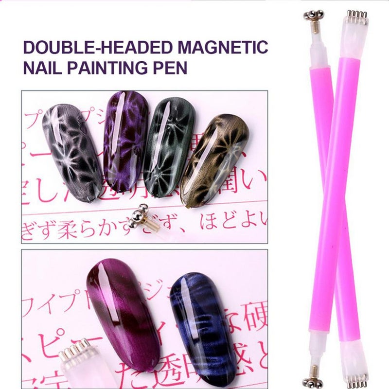 WOKOTO 5Pcs Nail Magnet Tool Set With Double Head Flower Design, Nail Cat Eye Magnets For Nails Polish Magnet Pens And Strong Magnet Stick For Magnetic Cat Eye Gel Polish Nail Art Magnet Wand - Image 4