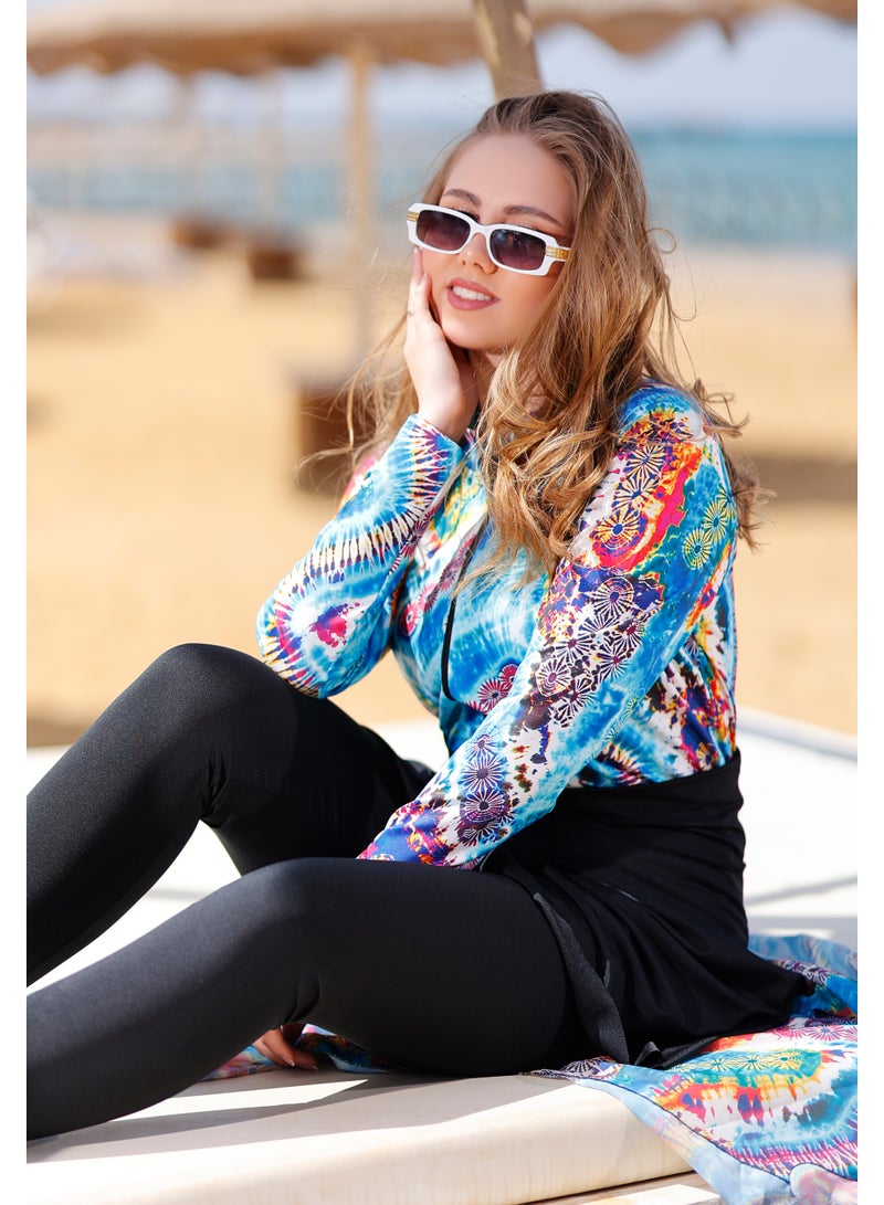 DAMAS COLLECTION 5-Piece Modest Burkini Set for Women – Full Coverage Water-Repellent Swimwear – Includes Skirt, Swim Cap, Hip Wrap and Tote Bag – Sun Protection Swimwear  - Image 2