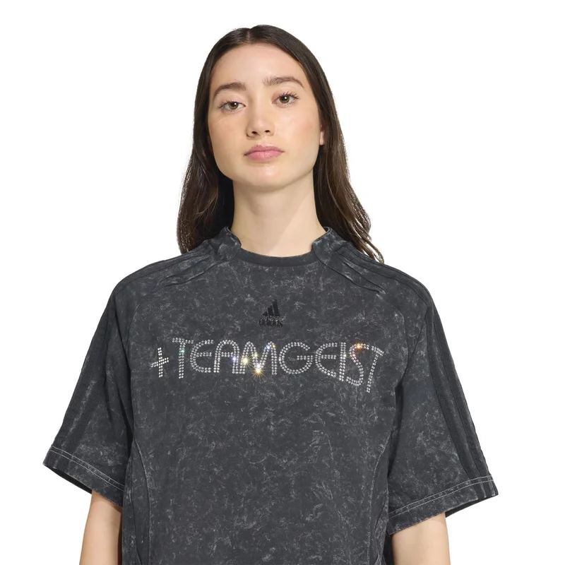 Adidas Originals BLACK Adilenium Season 4 Teamgeist Washed Rhinestone T-Shirt for Women | Best Price UAE