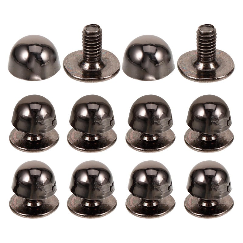 6mm Zinc Alloy Round Rivets 10pcs Gunmetal Color Leathercraft Studs For Punk Bag Clothing Accessories - Image 2