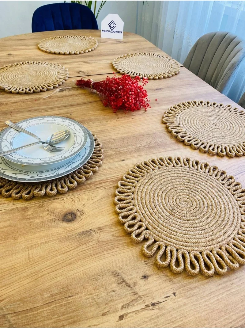 بدز ديري BDZ Leather Wicker Jute Presentation Plate Mat American Service 6 Pieces
