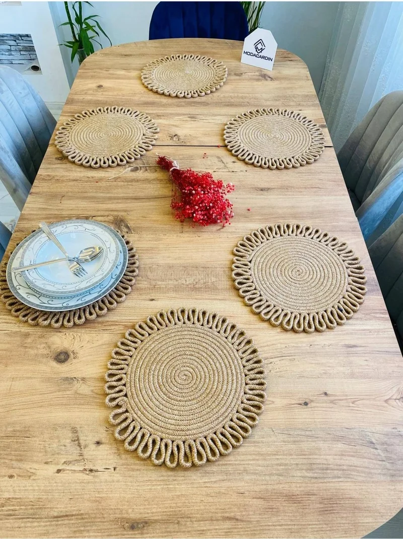 بدز ديري BDZ Leather Wicker Jute Presentation Plate Mat American Service 6 Pieces