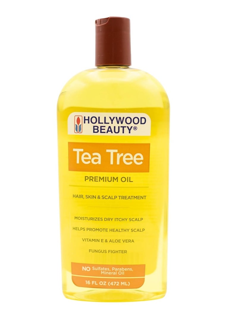 Hollywood Beauty Hollywood Beauty Tea Tree Oil for Hair, Scalp, and Skin, 16 fl oz - Moisturizes Dry, Itchy Scalp, Fungus Fighter, Blended with Vitamin E & Aloe  - Image 1