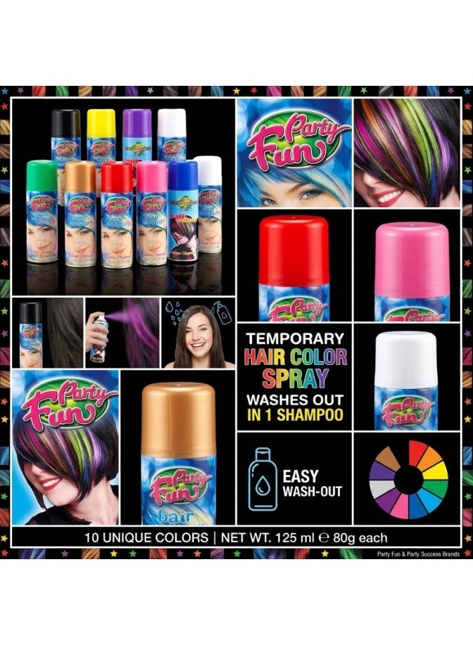 Party Fun Temporary Hair Color Spray, 6-Piece Assorted Colors - Image 3