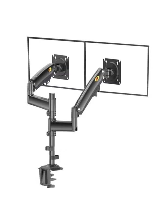 NB Title: H180 Dual Screen Desktop Mount - Adjustable Monitor Arm for 22" to 32" Screens - Ergonomic Stand for 2 Monitors, Full Motion Swivel, Tilt, and Rotation - Black - Image 1