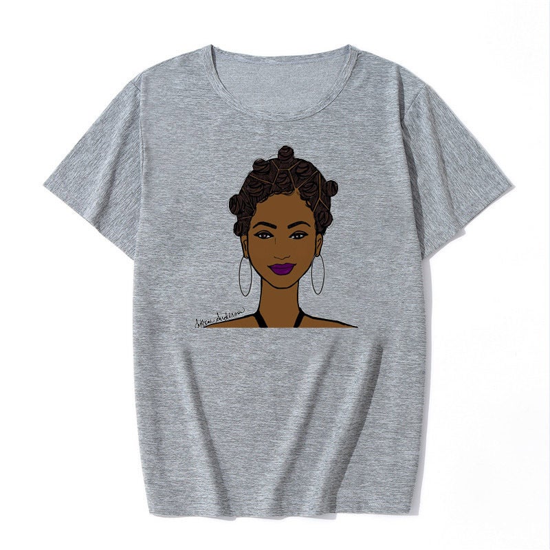 2020 Black Girl Women'S Colorful Short Sleeve T-Shirt Fashion Women'S T-Shirt Supply - Image 1