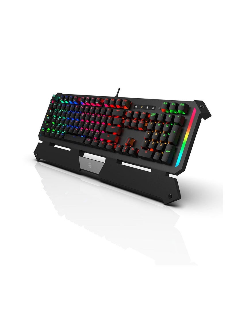 Bloody - Light Strike RGB Gaming Keyboard with Dual Programmable Keys, Zero-Lag Response, and Adjustable Backlights - Blue - Image 1