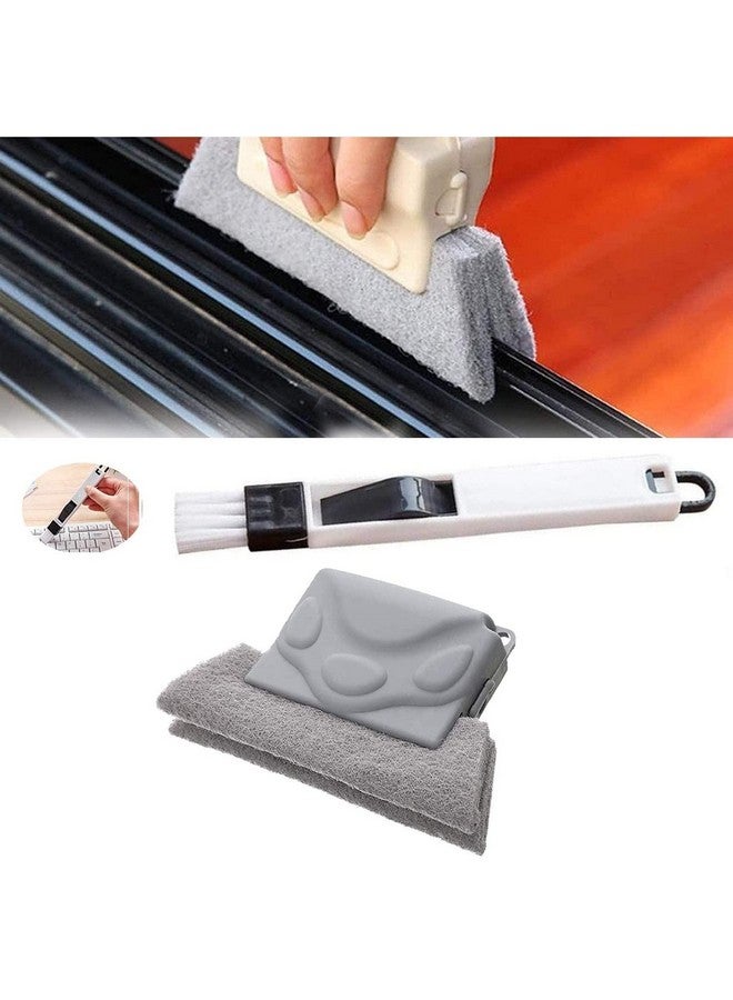 JRM's Window Groove Cleaning Brush with Dust Cleaning Brush for Window Slot Keyboard with Mini Dustpan Multi-Purpose Cleaning Tool (2Pc) - Image 1