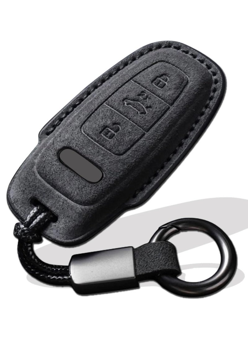 NOSKIN Alcantara Leather Key Cover with Keychain Fit for Audi A4 Q7 Q5 TT A5 SQ5 R8 S5 Smart Keys Case Protector suede (Style B) - Image 1