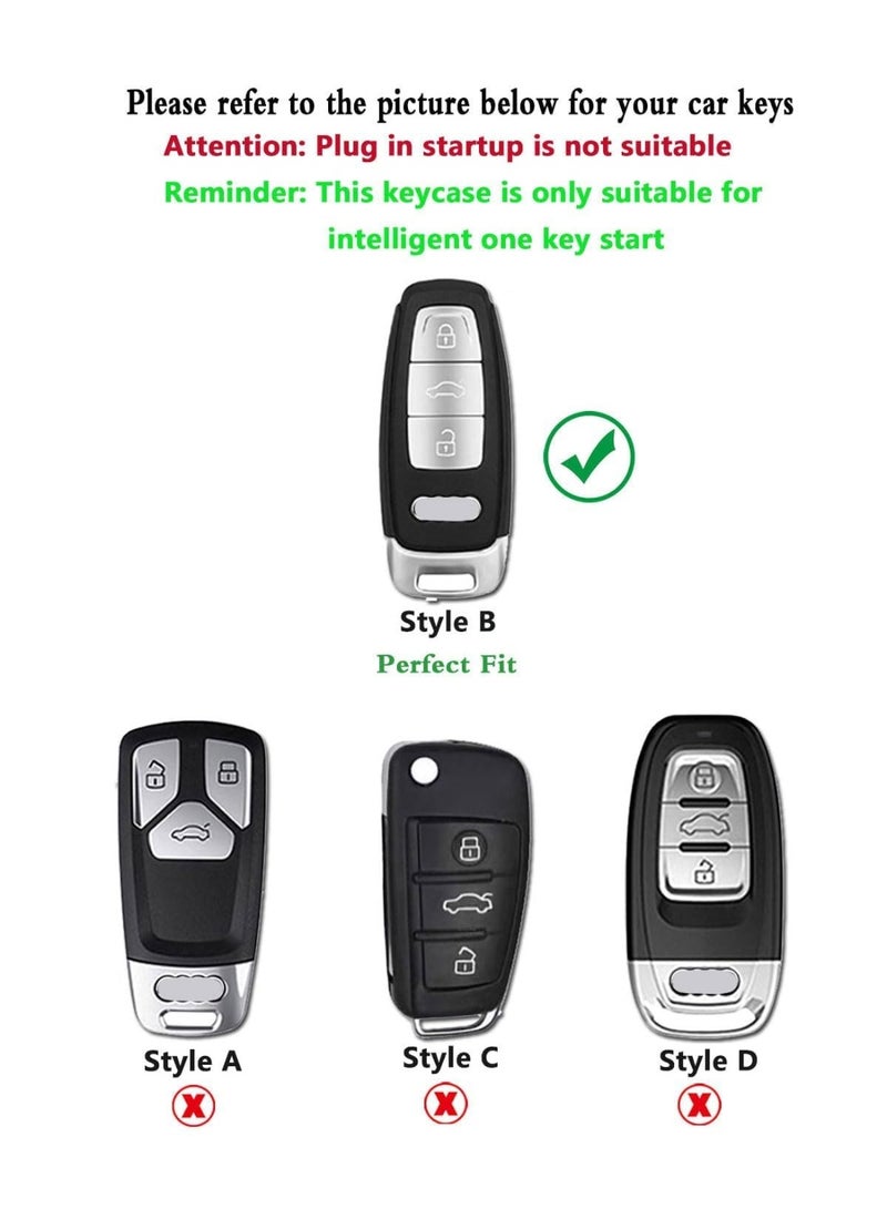 NOSKIN Alcantara Leather Key Cover with Keychain Fit for Audi A4 Q7 Q5 TT A5 SQ5 R8 S5 Smart Keys Case Protector suede (Style B) - Image 2