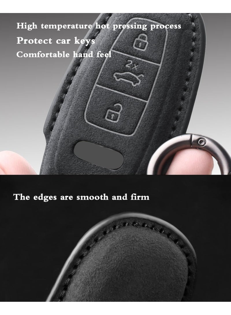 NOSKIN Alcantara Leather Key Cover with Keychain Fit for Audi A4 Q7 Q5 TT A5 SQ5 R8 S5 Smart Keys Case Protector suede (Style B) - Image 3