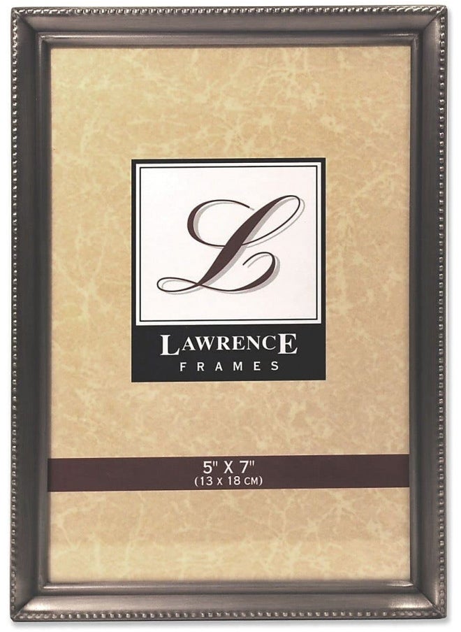 Lawrence Frames Lawrence Frames 11557 Antique Pewter 5x7 Picture Frame - Bead Border Design 