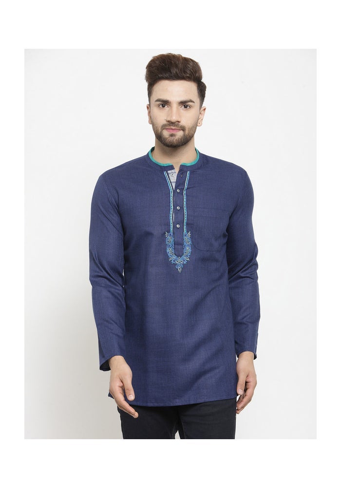 ARCHATTIRE Men's Navy Blue Cotton Kurta for Men - Image 1