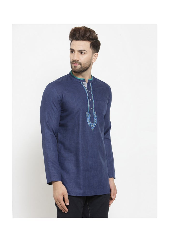 ARCHATTIRE Men's Navy Blue Cotton Kurta for Men - Image 2