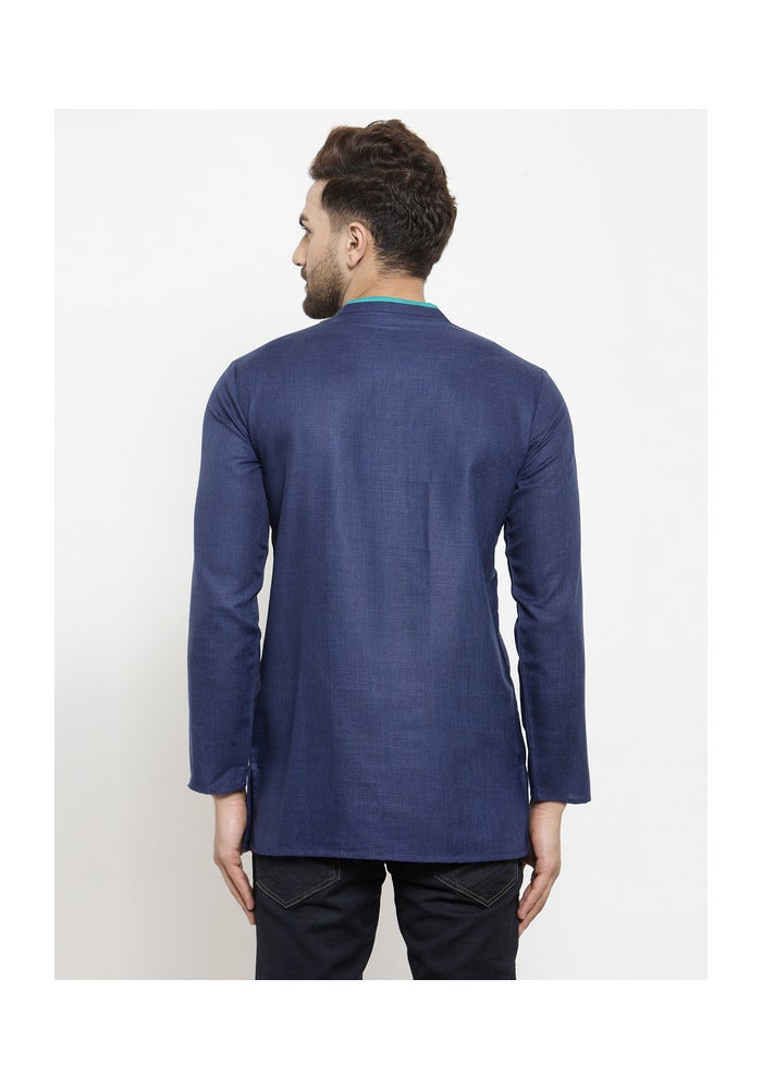 ARCHATTIRE Men's Navy Blue Cotton Kurta for Men - Image 5