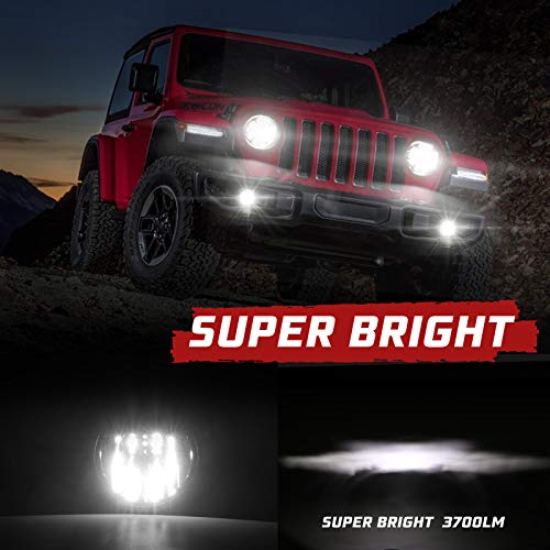BUNKER INDUST أضواء ضباب LED 4 بوصة من BUNKER INDUST متوافقة مع جيب رانجلر JL 2018 2019 2020 2021 2022 روبكون صحارى مجموعة مصابيح ضباب LED (تناسب فقط المصد البلاستيكي، لا تناسب الطرازات الرياضية) - Image 3