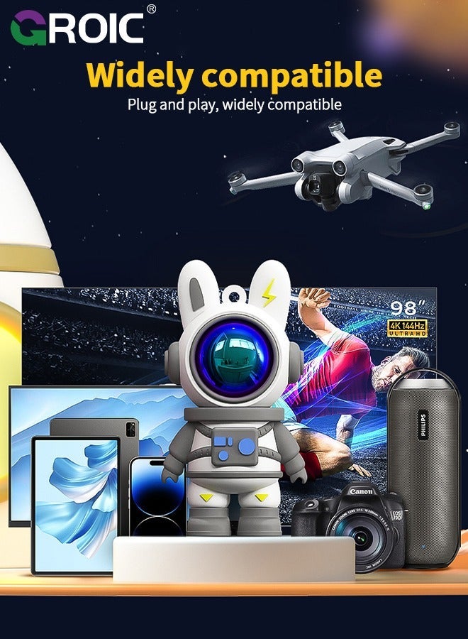 Grey Cute Space Rabbit USB Flash Drive, Thumb Drive 64GB Waterproof 2.0 Memory Stick Small Size Gift
