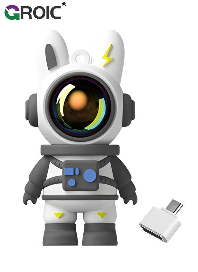 GROIC Grey Cute Space Rabbit USB Flash Drive, Thumb Drive 64GB Waterproof 2.0 Memory Stick Small Size Gift  - Image 1