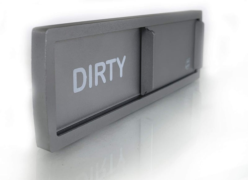 DISH NANNY Metal Dishwasher Magnet Clean Dirty Sign in Stainless Steel - Unique and Stylish Look (Silver w/Black Lettering) - Image 1