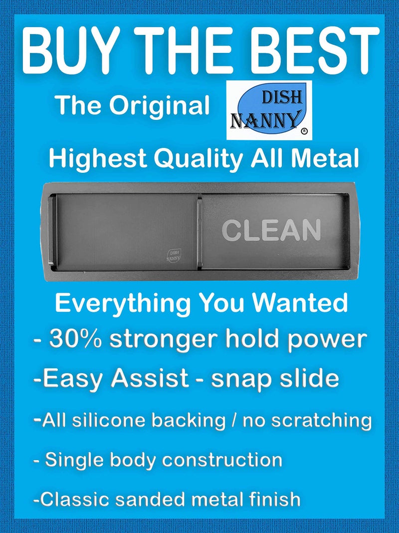 DISH NANNY Metal Dishwasher Magnet Clean Dirty Sign in Stainless Steel - Unique and Stylish Look (Silver w/Black Lettering) - Image 3