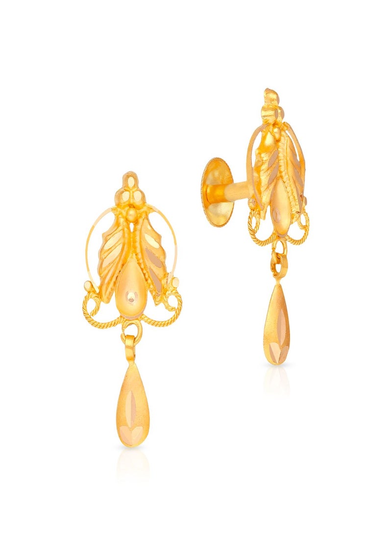 Malabar Gold and Diamonds 22KT 916 Gold Drops Earrings for Women FLER158 - Image 1