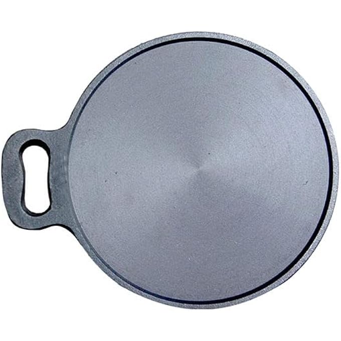 ايدا مقلاة دوسا تاوا من الحديد الزهر، مقاس 23 سم، مقلاة دوسا تاوا مقرمشة، مثالية للطهي على أسطح الطهي بالغاز والكهرباء، متبلة مسبقًا باللون الأسود، مقاس 9 بوصات - Image 2