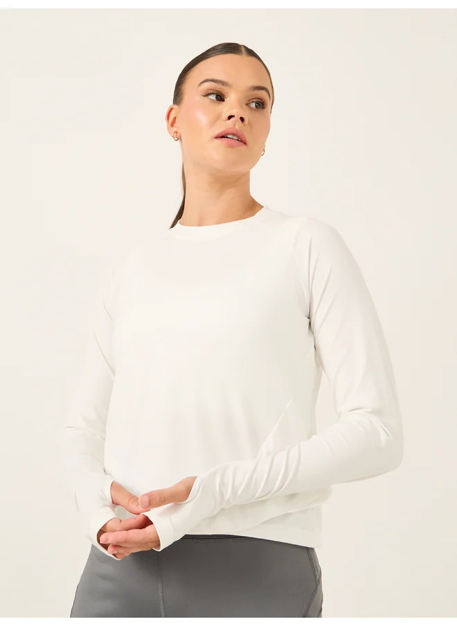 ستايلي Styli Active Wrap Over Back Thumbhole Long Sleeve Top