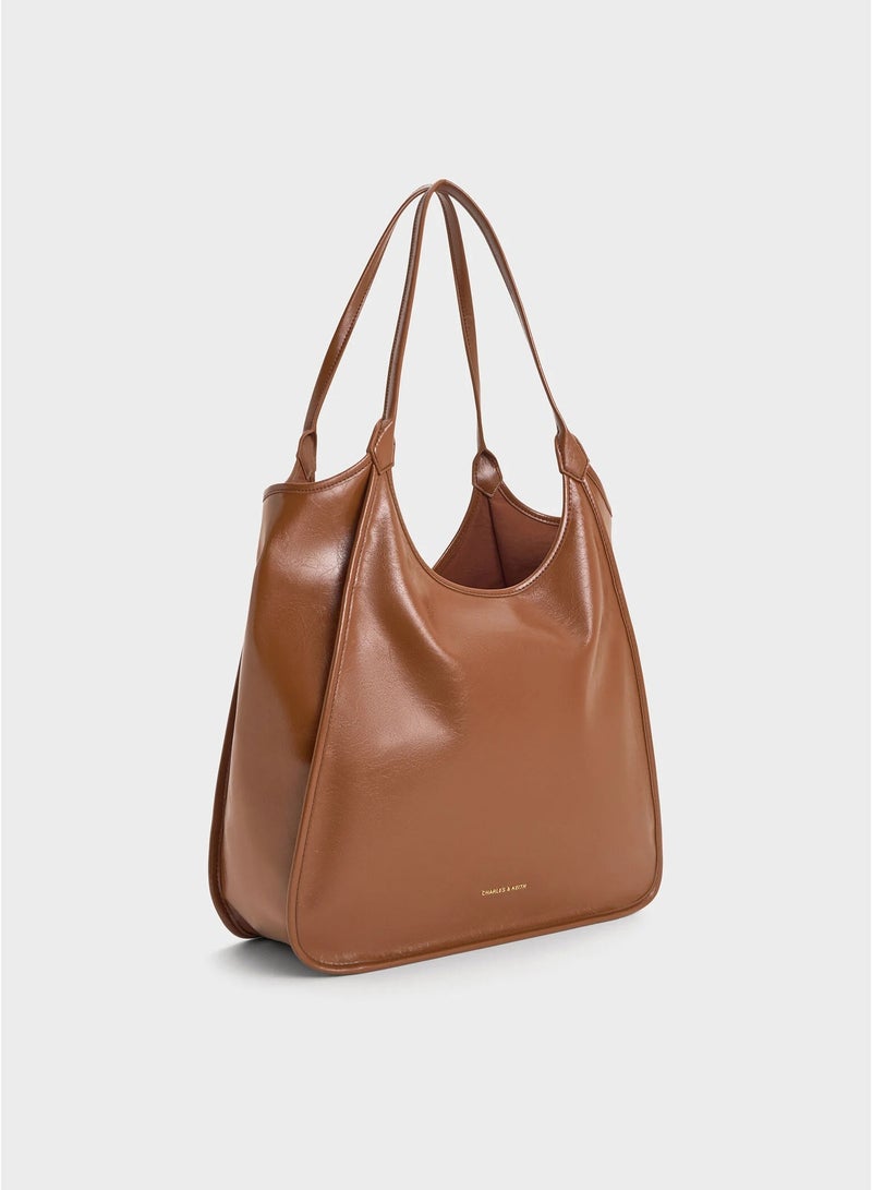 Charles & Keith Siana Metallic Crinkle Effect Slouchy Tote Bag - Image 2