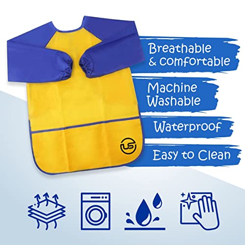 Ultimate Stationery Art Smocks for Kids, Waterproof Children and Kids Art Smock Yellow, Toddler Paint Smock and Kid Apron - Image 3