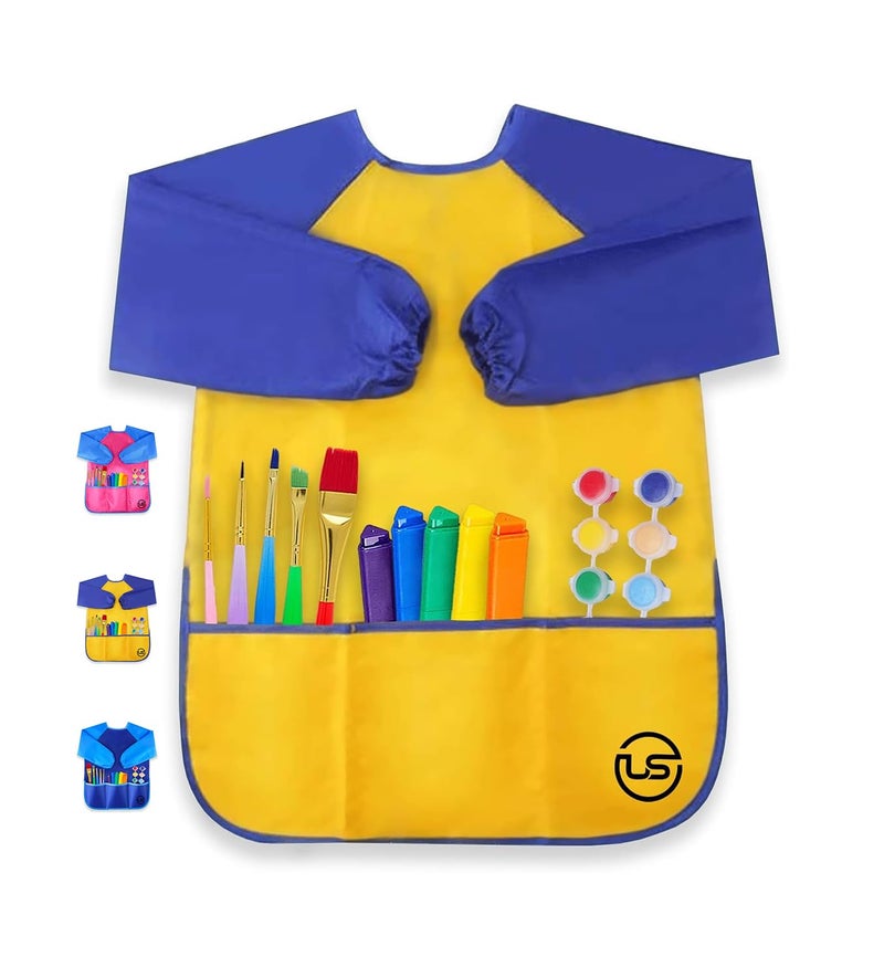 Ultimate Stationery Art Smocks for Kids, Waterproof Children and Kids Art Smock Yellow, Toddler Paint Smock and Kid Apron - Image 1