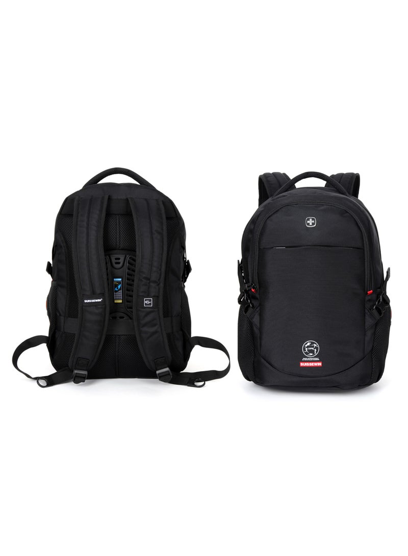 SUISSEWIN Backpack for Men Women, Laptop Bags, Water-Repellent Travel Backpack, Large Capacity School College Bag with Trolley Strap, Ergonomic Design for Business & Commute  - Image 2